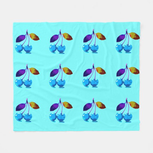 Couverture Polaire Cerises bleues vives (Devant (Horizontal))