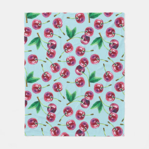 Couverture Polaire Cerises d'aquarelle modernes : Motif de baies jute