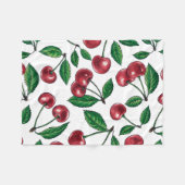 Couverture Polaire Cerises rouges sur blanc (Devant (Horizontal))