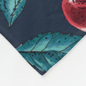 Couverture Polaire Cerises rouges sur bleu foncé (Coin)
