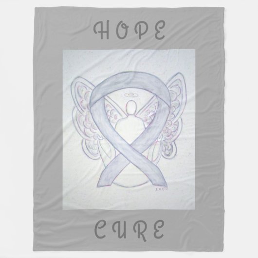 Couverture Polaire Cerveau Cancer Gris Sensibilisation Ruban Angel Bl (Devant)
