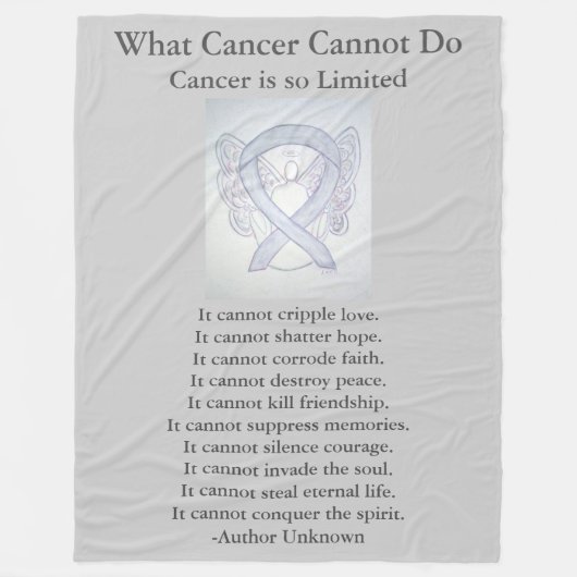 Couverture Polaire Cerveau Cancer Gris Sensibilisation Ruban Fleece B (Devant)