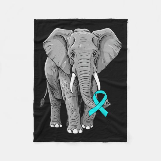 Couverture Polaire Cervical Cancer Awareness Elephant Ribbon Teal Men (Devant)