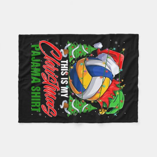 Couverture Polaire C'Est Mon Pajama De Noël Volleyball Ball Père Noël (Devant (Horizontal))
