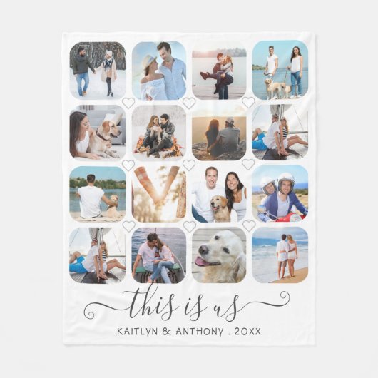 Couverture Polaire C'EST NOUS Script manuscrit Coeurs 16 Photo (Devant)