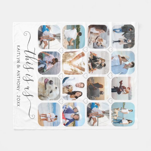 Couverture Polaire C'EST NOUS Script manuscrit Coeurs 16 Photo (Devant (Horizontal))