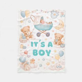Couverture Polaire C'est une annonce de naissance de bébé garçon