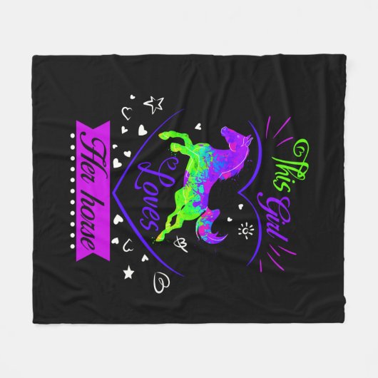 Couverture Polaire Cette Fille Aime Son Cheval Violet (Devant (Horizontal))