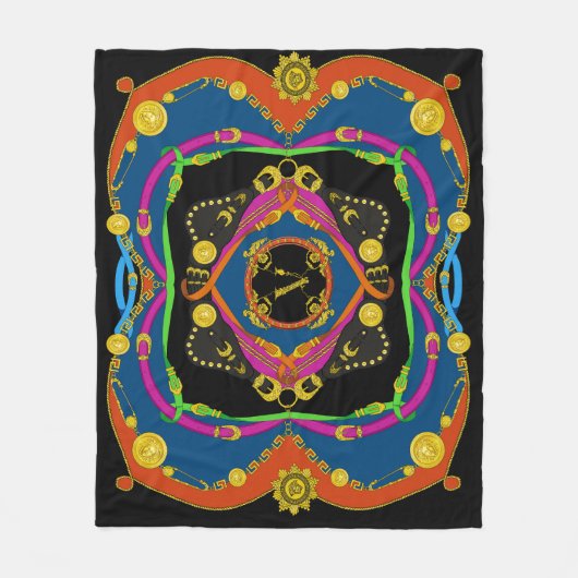 Couverture Polaire Chaîne baroque d'or : Motif élégant. (Devant)