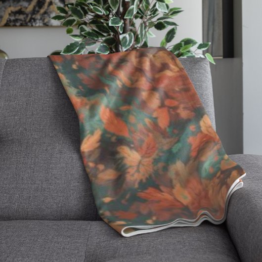 Couverture Polaire Chaleureux Feuilles rustiques d'aquarelle - Boho e