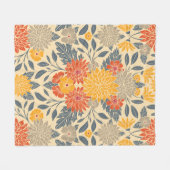 Couverture Polaire Chaleureux Jaune, Orange & Bleu Floral (Devant (Horizontal))