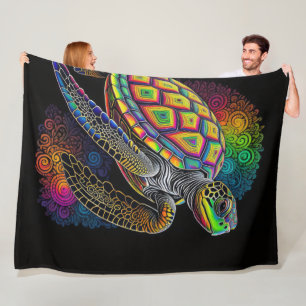 Couverture Polaire Chalk coloré Dessin Tortue de mer
