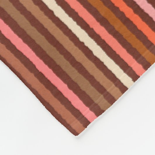 Couverture Polaire Chalk Stripes - Chocolat Brown et corail (Coin)