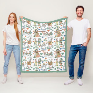 Couverture Polaire Chambre de jeu de style rétro inspirée d'Alice au