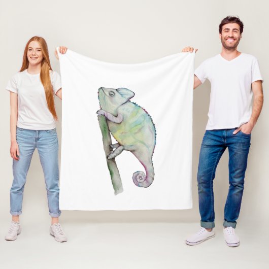 Couverture Polaire Chameleon à aquarelle mignonne (En situation)