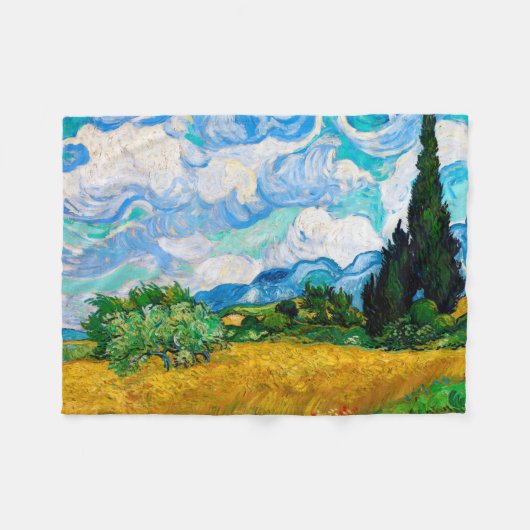 Couverture Polaire Champ de blé avec Cyprès, Van Gogh (Devant (Horizontal))