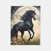 Couverture Polaire Champ de fleur de lune de cheval noir, (Devant)