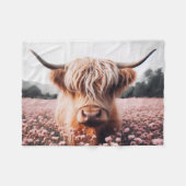 Couverture Polaire Champ de Fleur sauvage écossais Highland Cow (Devant (Horizontal))