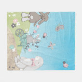 Couverture Polaire Champ de lapins de printemps (Devant (Horizontal))