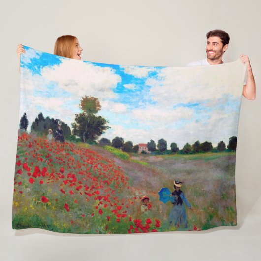 Couverture Polaire Champ de pavot, Monet (En situation)