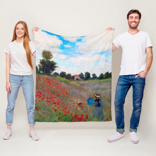 Couverture Polaire Champ de pavot, Monet (En situation)