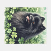 Couverture Polaire Champ de Shamrock vert de Poméranie noire (Devant (Horizontal))