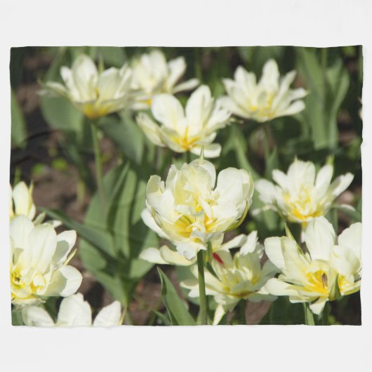 Couverture Polaire Champ de tulipes blanches (Devant (Horizontal))