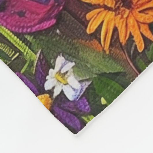 Couverture Polaire Champ fleur sauvage Peinture acrylique (Coin)