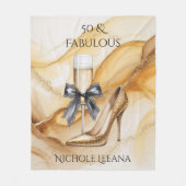 Couverture Polaire Champagne Pailleté Or 50 ans et Incroyable Anniver (Devant)