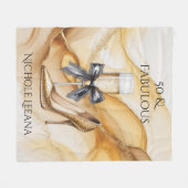 Couverture Polaire Champagne Pailleté Or 50 ans et Incroyable Anniver (Devant (Horizontal))