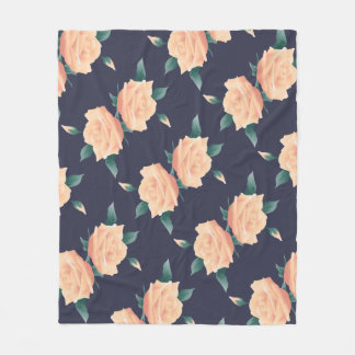 Couverture Polaire Champagne Roses roses roses et Marine