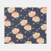 Couverture Polaire Champagne Roses roses roses et Marine (Devant (Horizontal))
