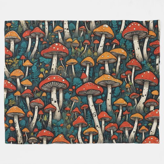 Couverture Polaire Champignons (Devant (Horizontal))