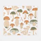 Couverture Polaire Champignons comestibles Linocut Motif Vintage (Devant (Horizontal))