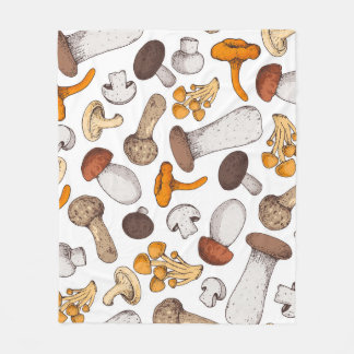 Couverture Polaire Champignons dessinés à la main : arrière - plan al