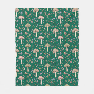 Couverture Polaire Champignons Émeraude Profond Vibrant Vert Foncé Co