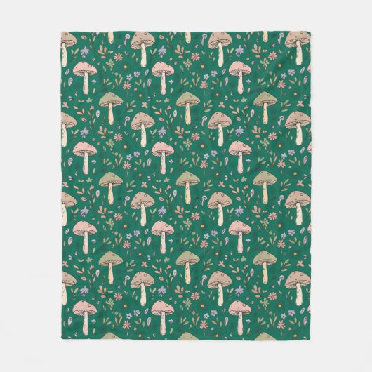 Couverture Polaire Champignons Émeraude Profond Vibrant Vert Foncé Co (Devant)