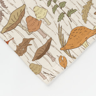 Couverture Polaire Champignons et Feuilles d'automne - motif sans sou