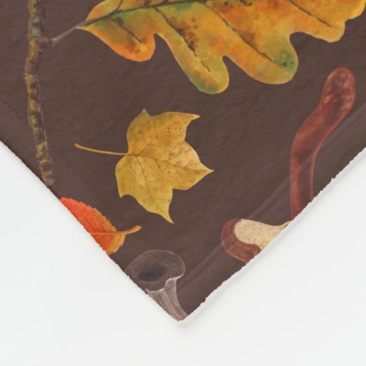 Couverture Polaire Champignons forestiers et flore d'automne sur brun (Coin)