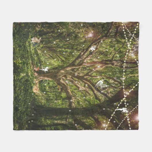 Couverture Polaire Champignons lapins des fées forestières enchantées (Devant (Horizontal))