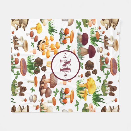 Couverture Polaire Champignons monogrammes (Devant (Horizontal))