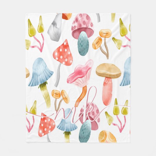 Couverture Polaire Champignons Pastel Aquarelle (Devant)