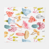 Couverture Polaire Champignons Pastel Aquarelle (Devant (Horizontal))