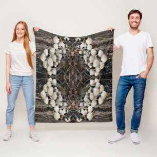 Couverture Polaire Champignons sauvages blancs Motif naturel Abstrait