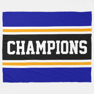 Couverture Polaire CHAMPIONS Athlétique Bleu Royal Noir Orange Rayure
