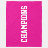 Couverture Polaire CHAMPIONS Texte Blanc Athlétique Sur Rose Clair (Devant)