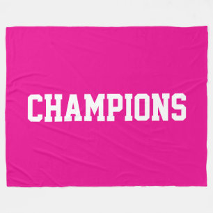 Couverture Polaire CHAMPIONS Texte Blanc Athlétique Sur Rose Clair