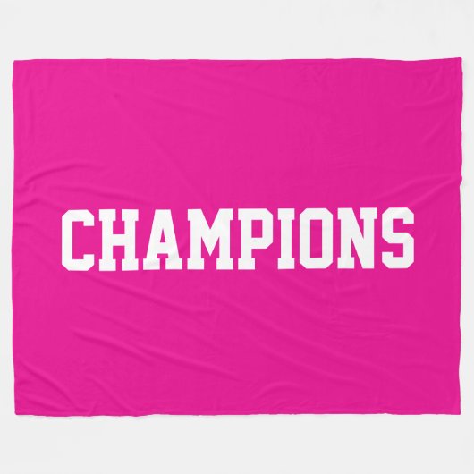 Couverture Polaire CHAMPIONS Texte Blanc Athlétique Sur Rose Clair (Devant (Horizontal))