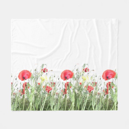 Couverture Polaire Champs de pavot fleurs Soleil Nature fleurs Coeur (Devant (Horizontal))