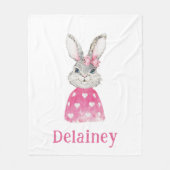 Couverture Polaire Chandail de coeur rose lapin gris Preppy Personnal (Devant)